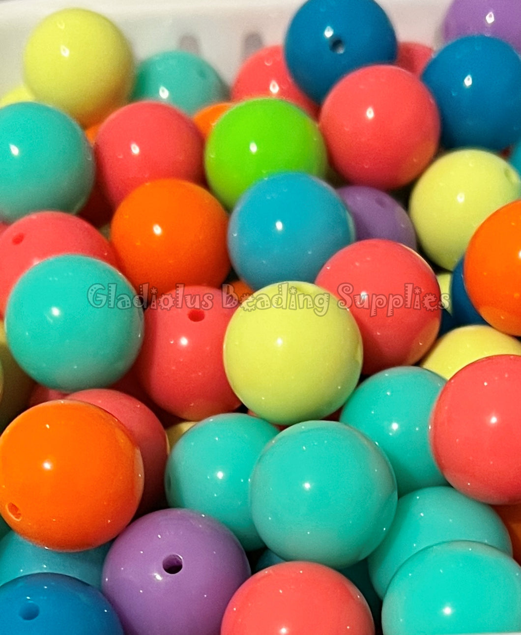 20mm Neon Solid Color Mixed Beads - Acrylic Solid Beads - Chunky Bead