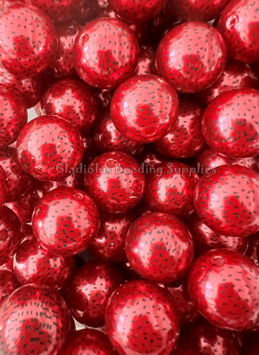 20mm Pearly Red Fruit Dot- Acrylic Beads - Bubblegum Beads - Chunky Beads - Strawberry Dots