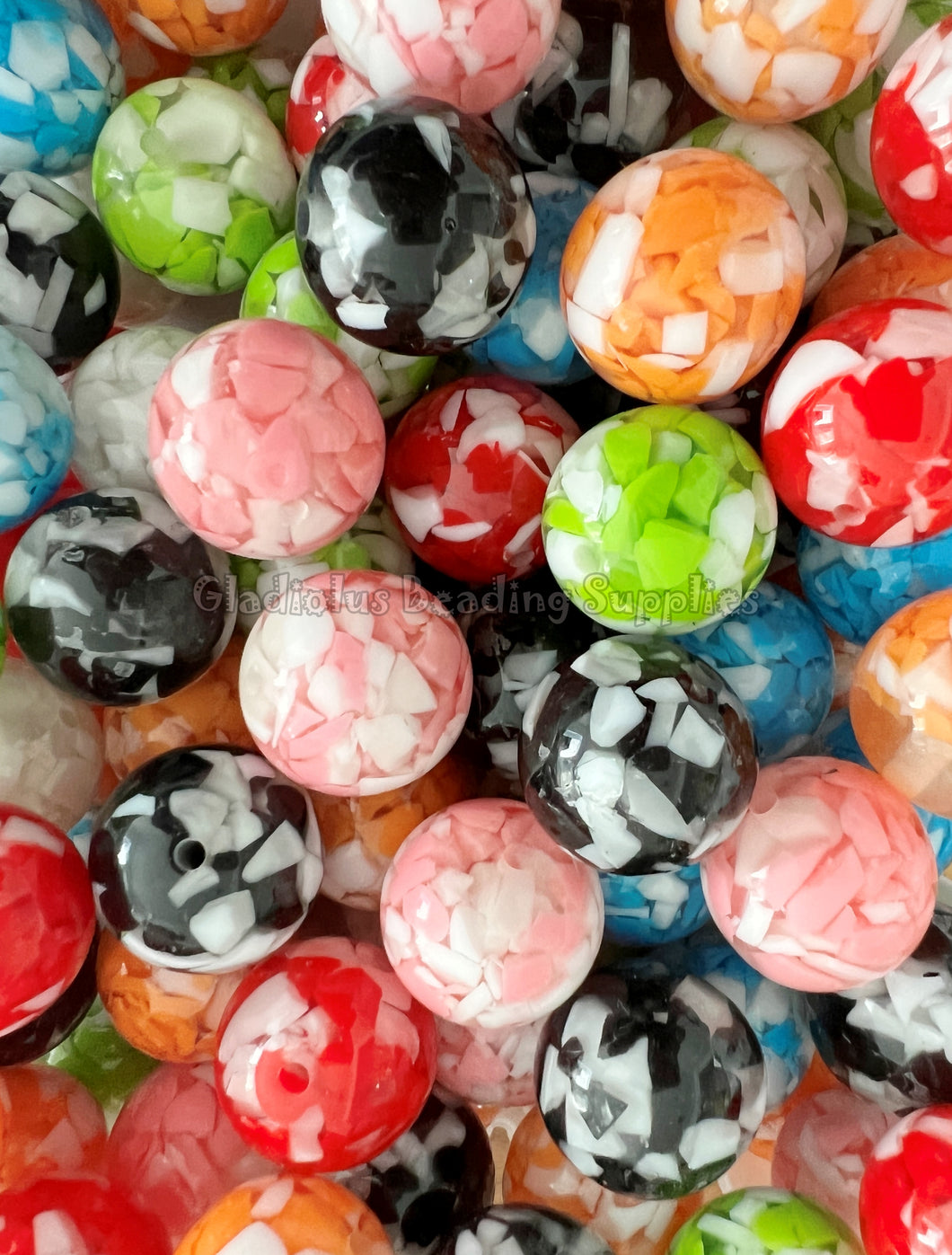 20mm Jelly Print  - Acrylic/Resin Print Beads - Bubblegum Beads - Chunky Beads