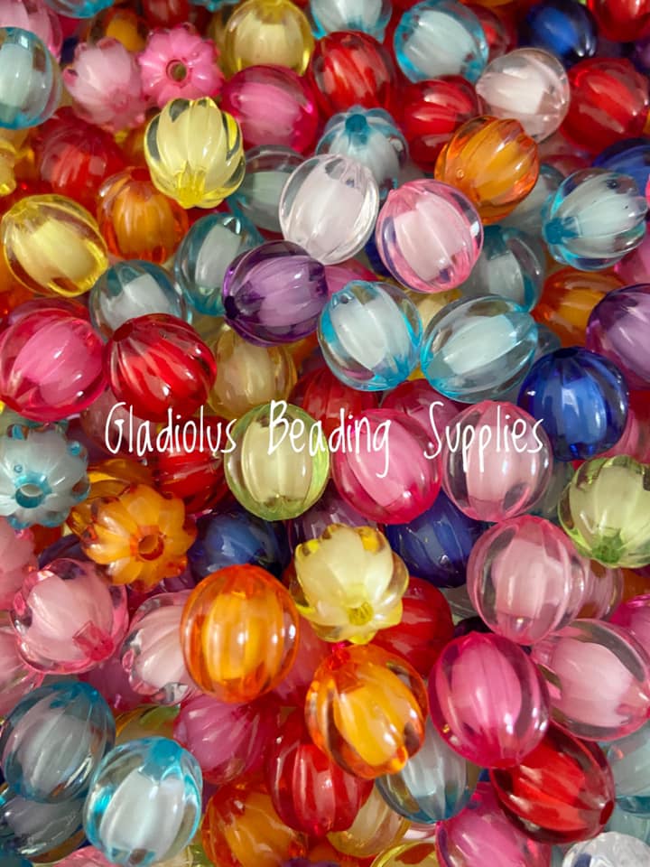 12mm Multicolor Watermelon Acrylic Beads - Acrylic Beads - Bubblegum Beads - Chunky Beads