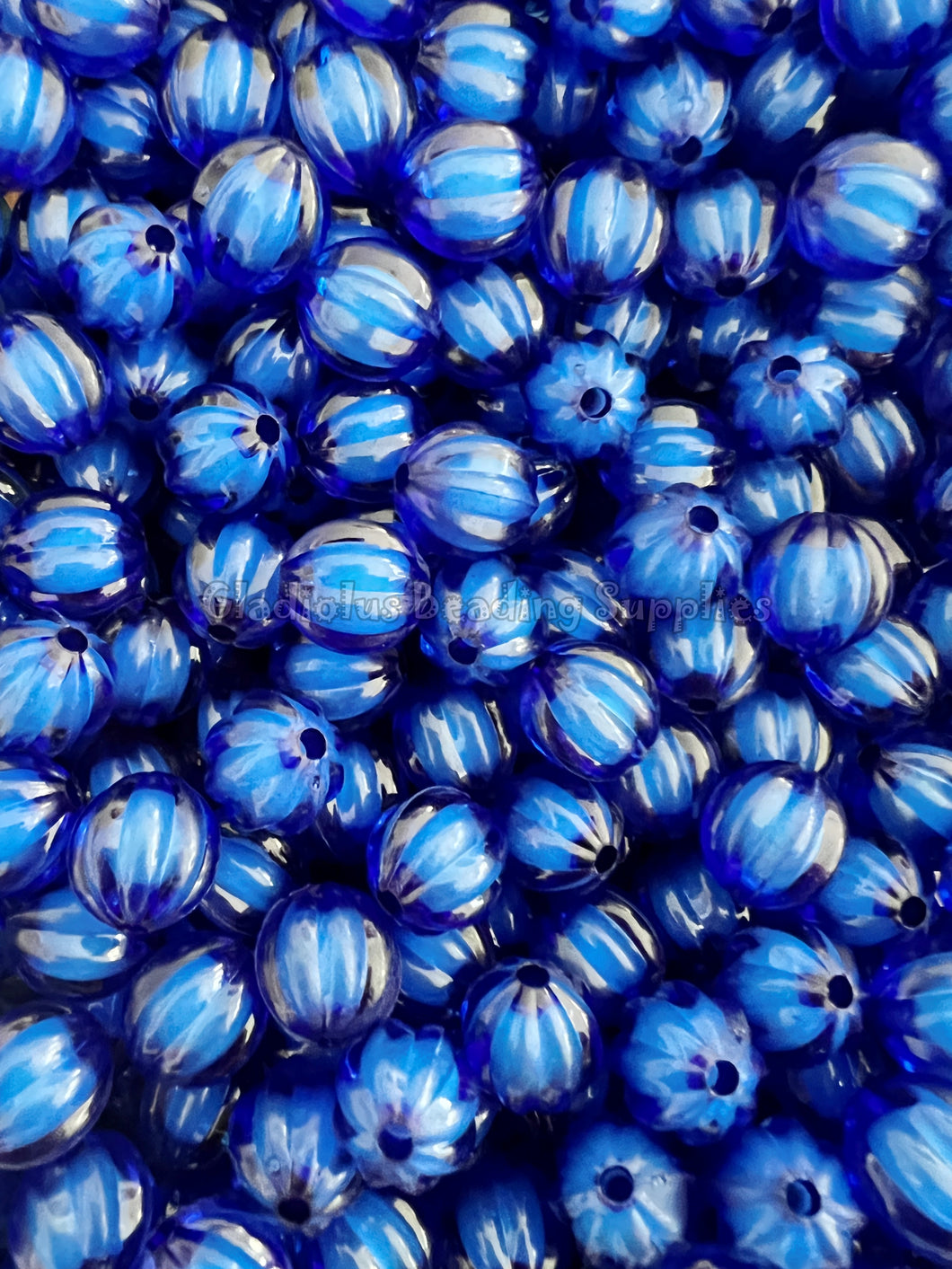 12mm Dark Blue Watermelon Acrylic Beads - Acrylic Beads - Bubblegum Beads - Chunky Beads