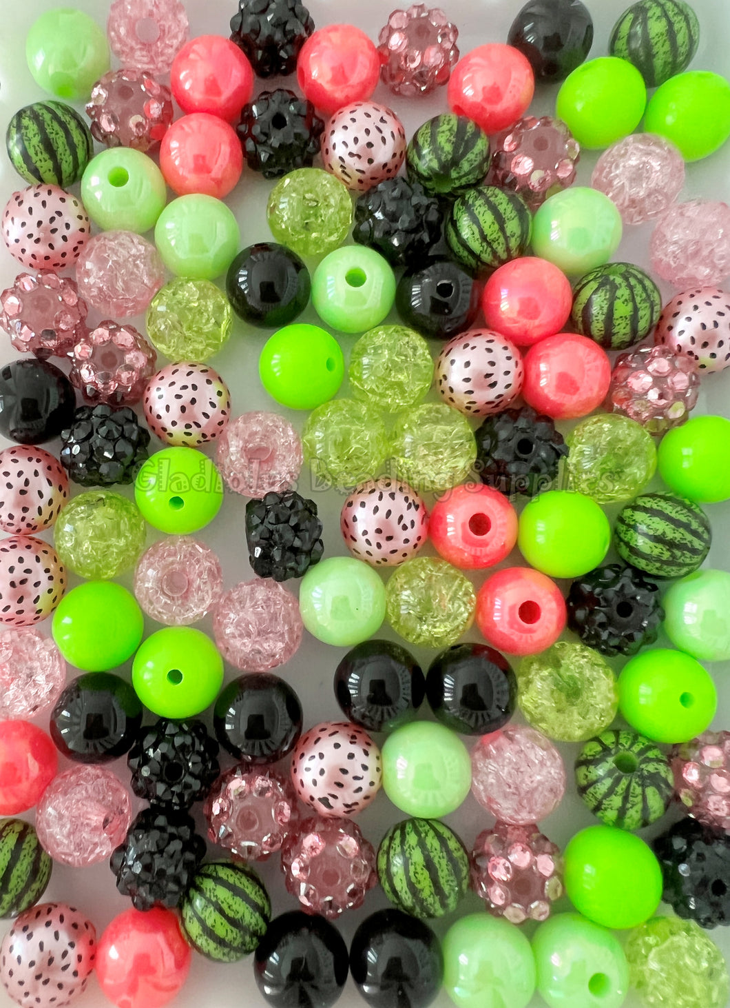 100qty 12mm Watermelon Mixed Beads - Acrylic Mixed Beads - Bubblegum Beads - Chunky Beads #1232