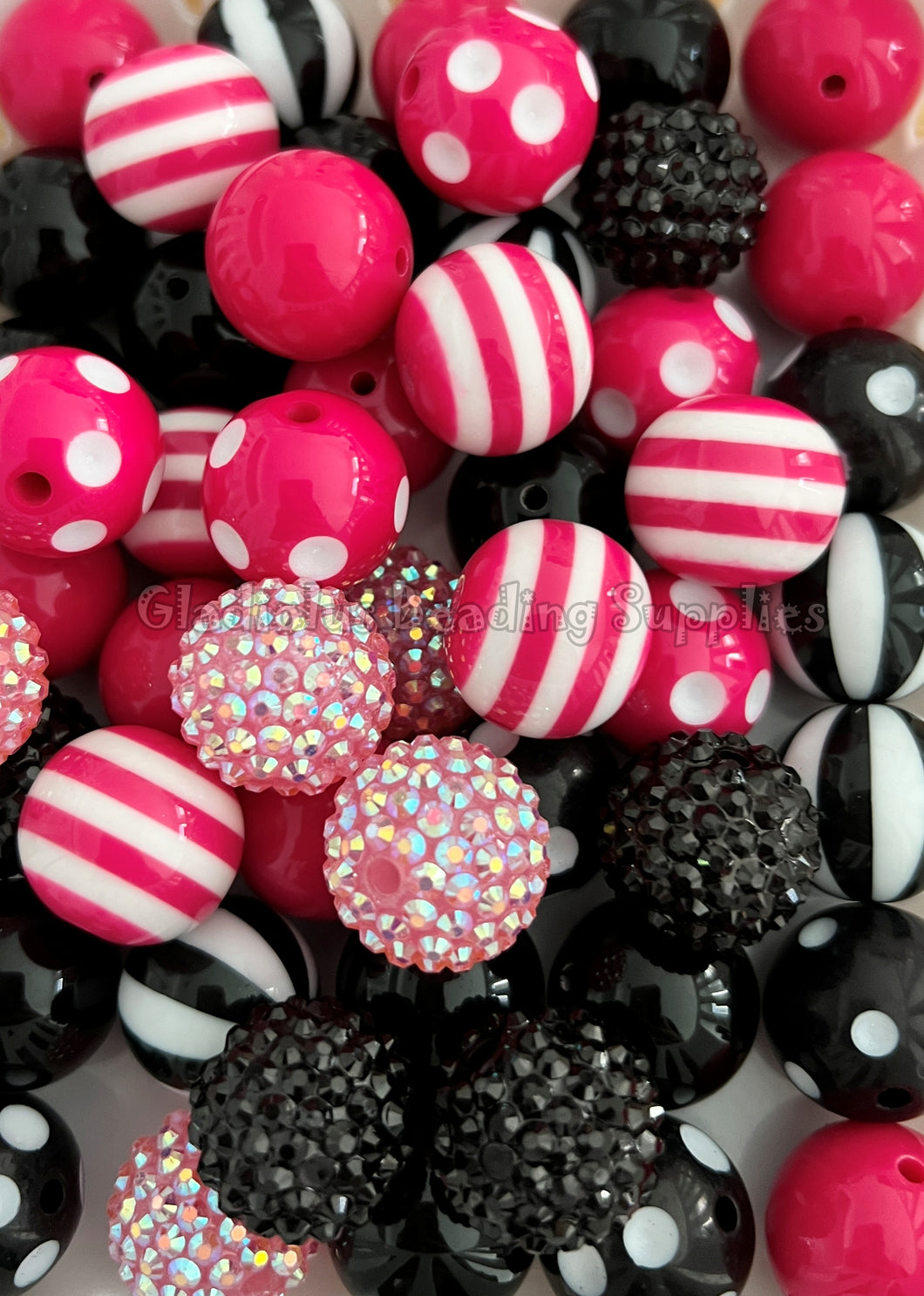 50 Qty 20mm Minnie Mixed Beads - Acrylic Chunky Beads - Chunky Beads #148