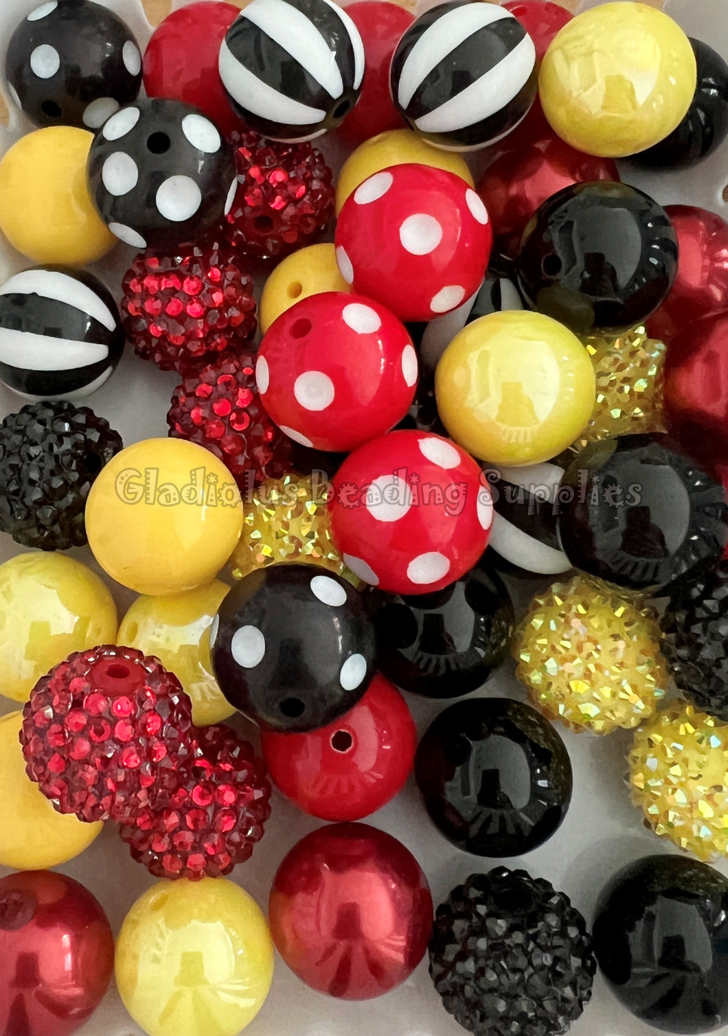 50 Qty 20mm Mickey Theme Beads - Acrylic Chunky Beads - Chunky Beads #149