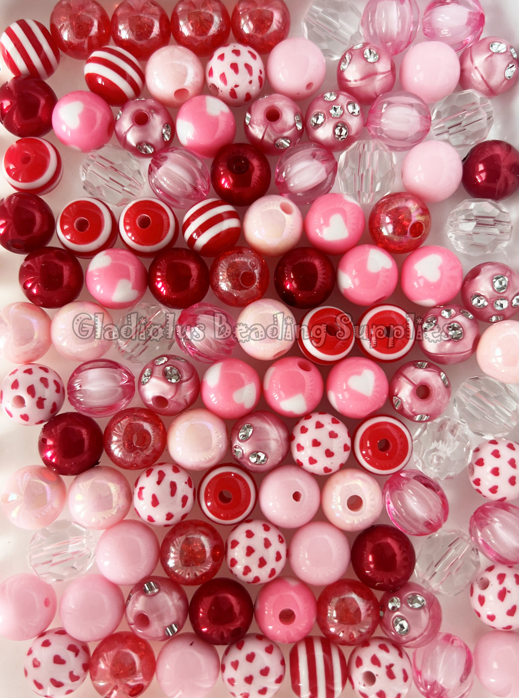 100qty 12mm Valentine #5 Mixed Beads - Acrylic Mixed Beads - Bubblegum Beads - Chunky Beads #1242