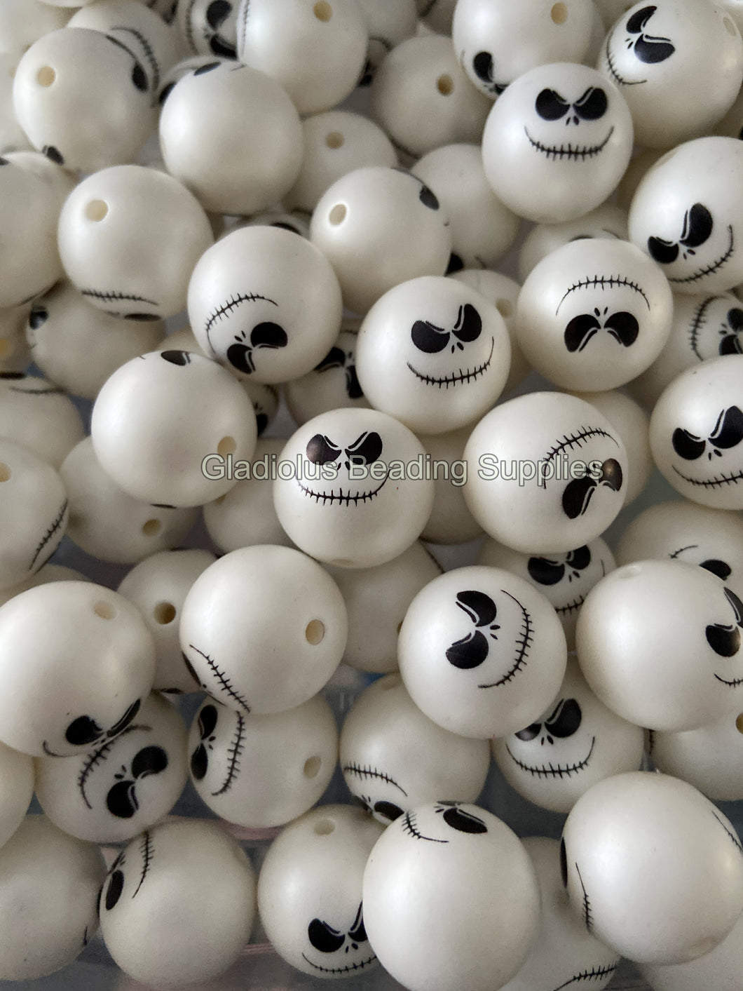 20mm Halloween Matte Print - White Acrylic Matter Beads - Bubblegum Beads - Chunky Beads