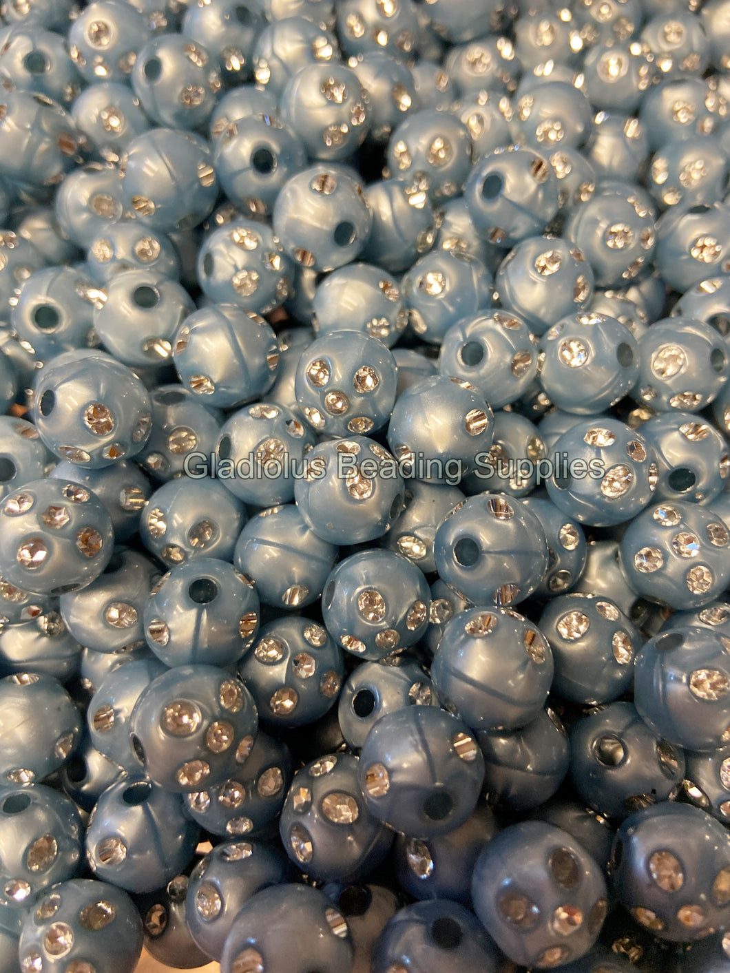 12mm Blue Shiny Bling Bling  Acrylic Beads - Acrylic Beads - Bubblegum Beads - Chunky Beads P104