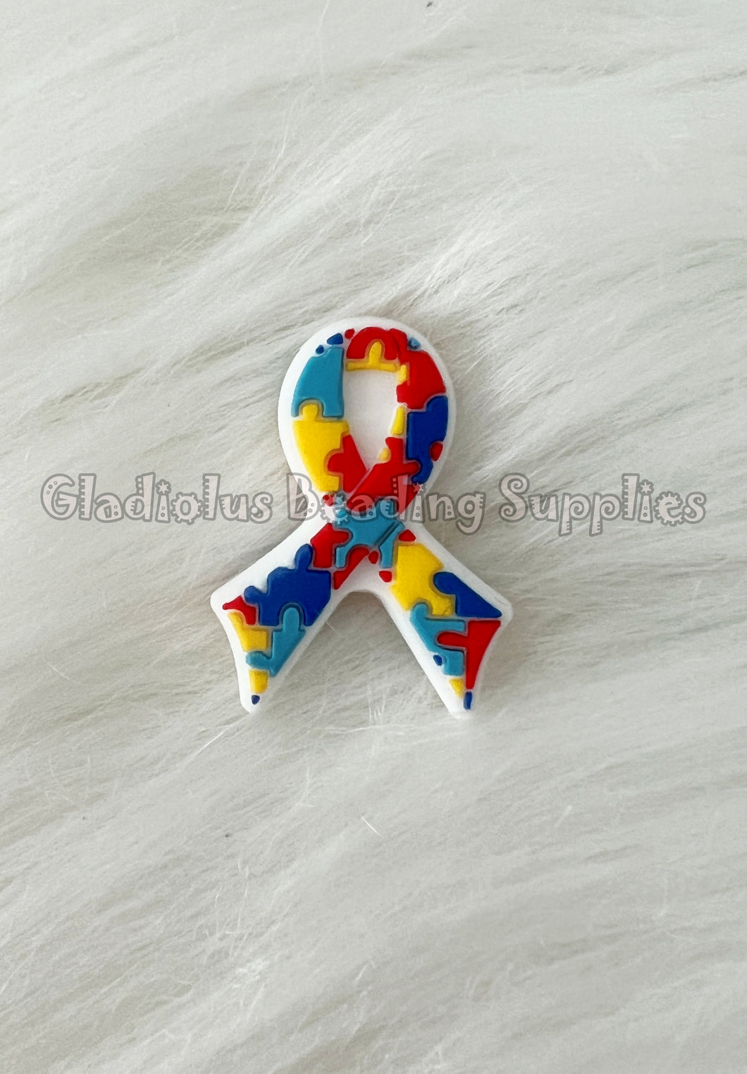 1 Pc 22mm*27mm - Ribbon Beads- Autism Awareness - Focal Beads - Silicone Beads - Focal Beads