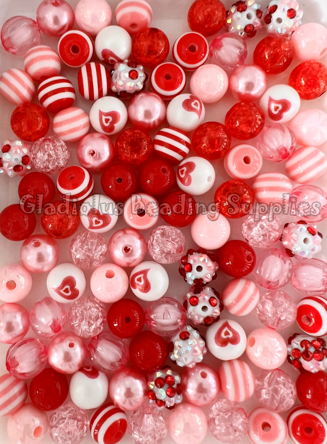 100qty 12mm Valentine #6 Mixed Beads - Acrylic Mixed Beads - Bubblegum Beads - Chunky Beads #1243