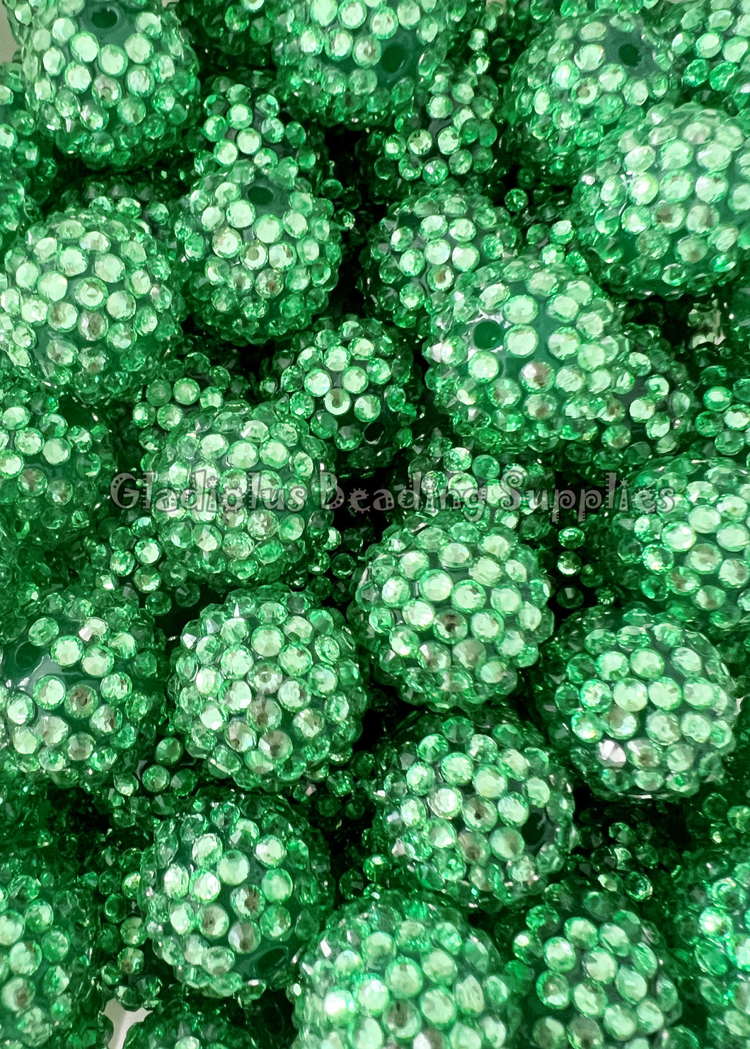 20mm Light Green No AB Rhinestone Beads - Acrylic  Beads - Bubblegum Beads - Chunky Beads