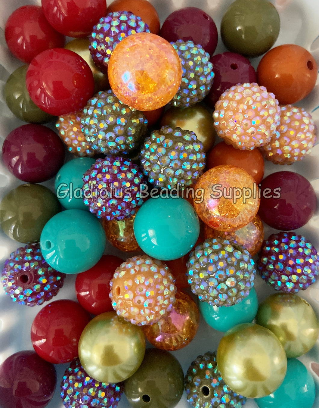 50 Qty 20mm Fall Theme Mixed Beads - Acrylic Chunky Beads - Chunky Beads