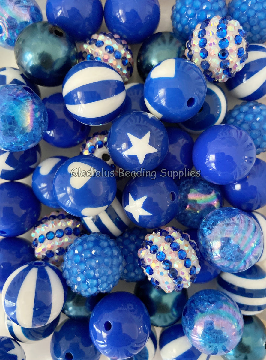 20mm Single Blue Color Mixed Theme Acrylic Beads - Acrylic Mixed Beads ...