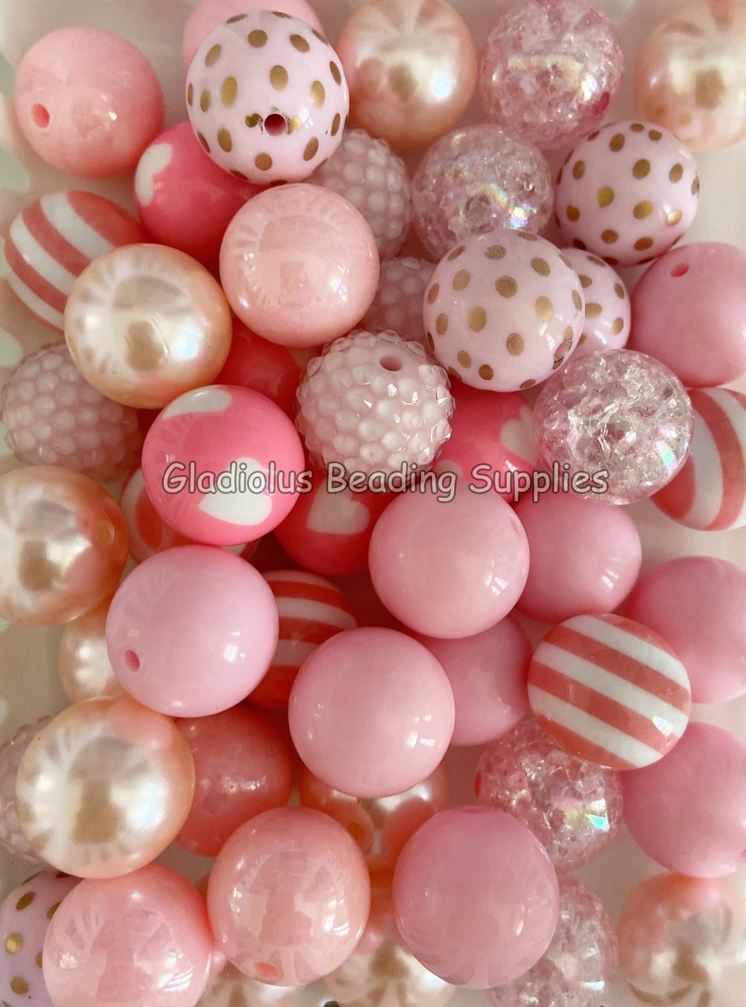 20mm Single Pink Color Mixed Theme Acrylic Beads - Acrylic Mixed Beads - Chunky Beads