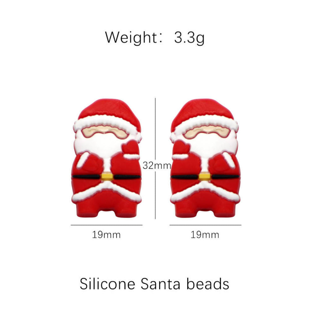 1 Pc Santa Christmas Silicone Beads - Tiny Silicone Beads - Pacifier Sensory Jewelry