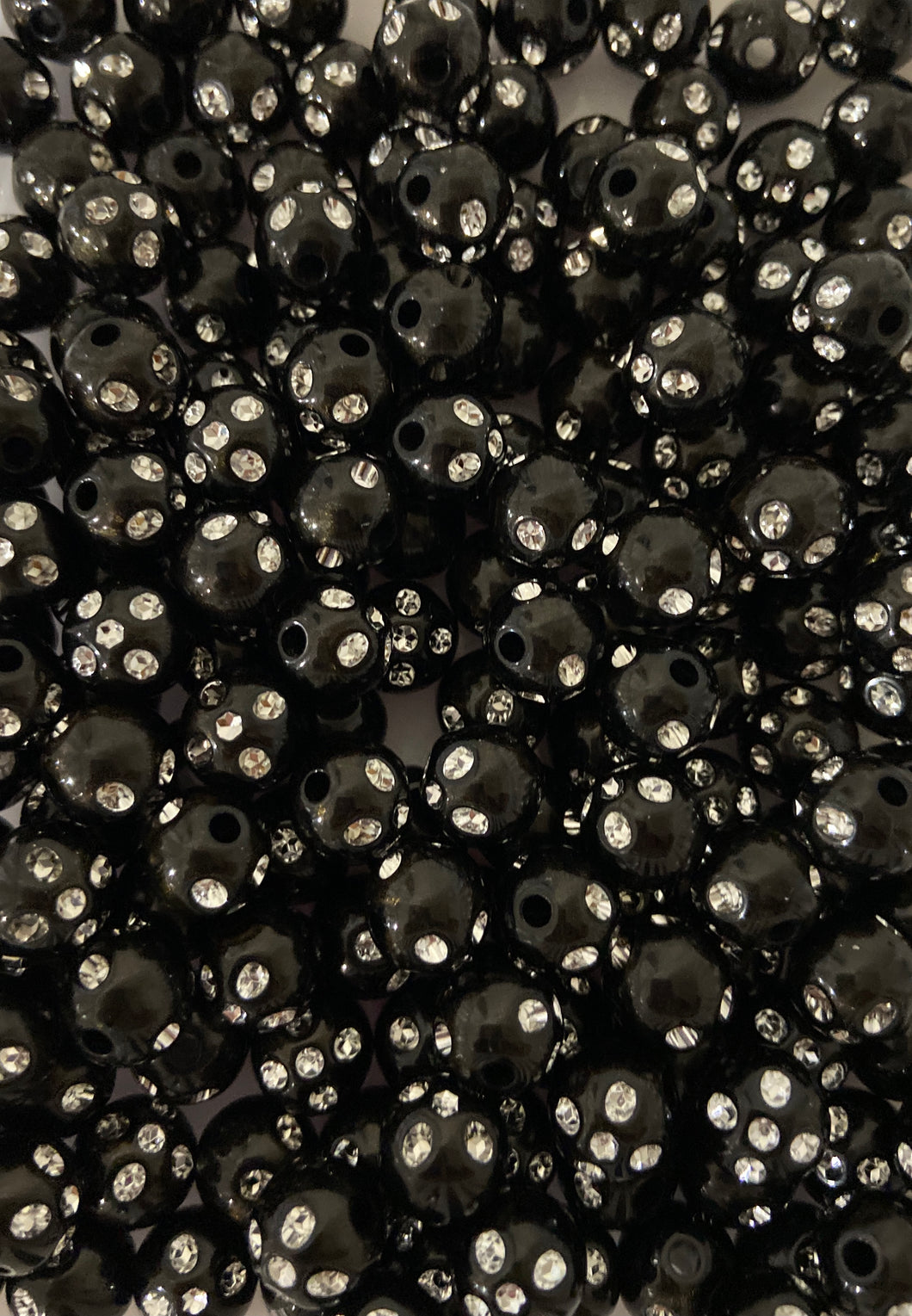 12mm Black Bling Bling  Acrylic Beads - Acrylic Beads - Bubblegum Beads - Chunky Beads