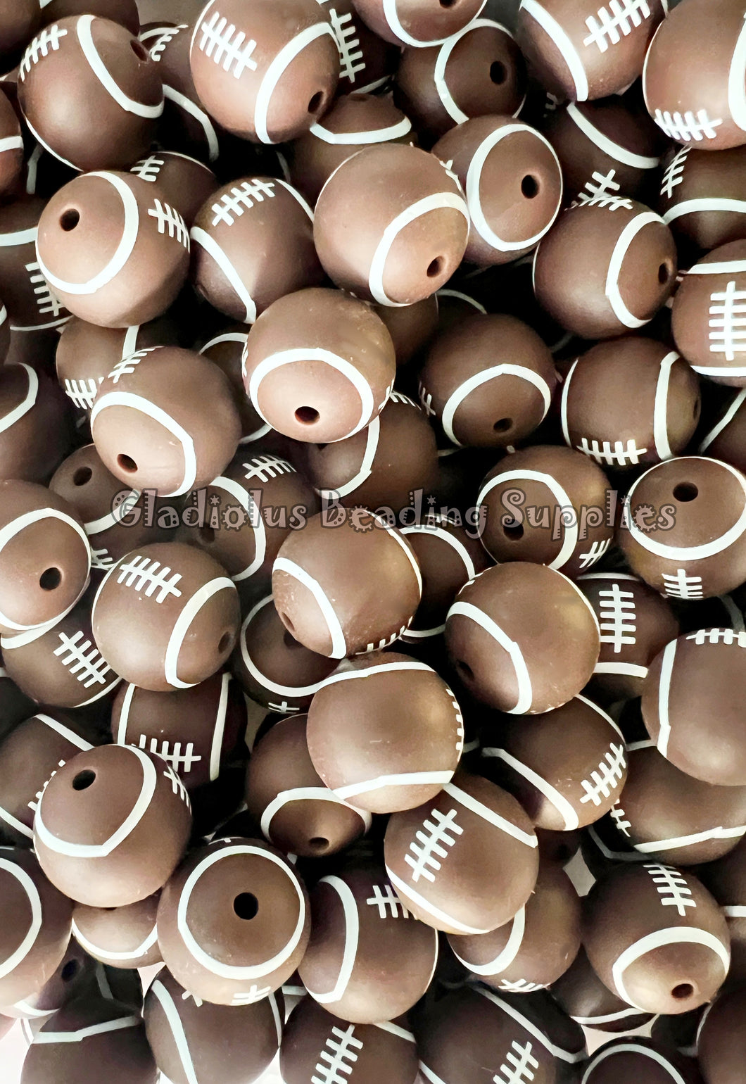 15mm Football Print Silicone Bead, BPA Free, Loose Beads