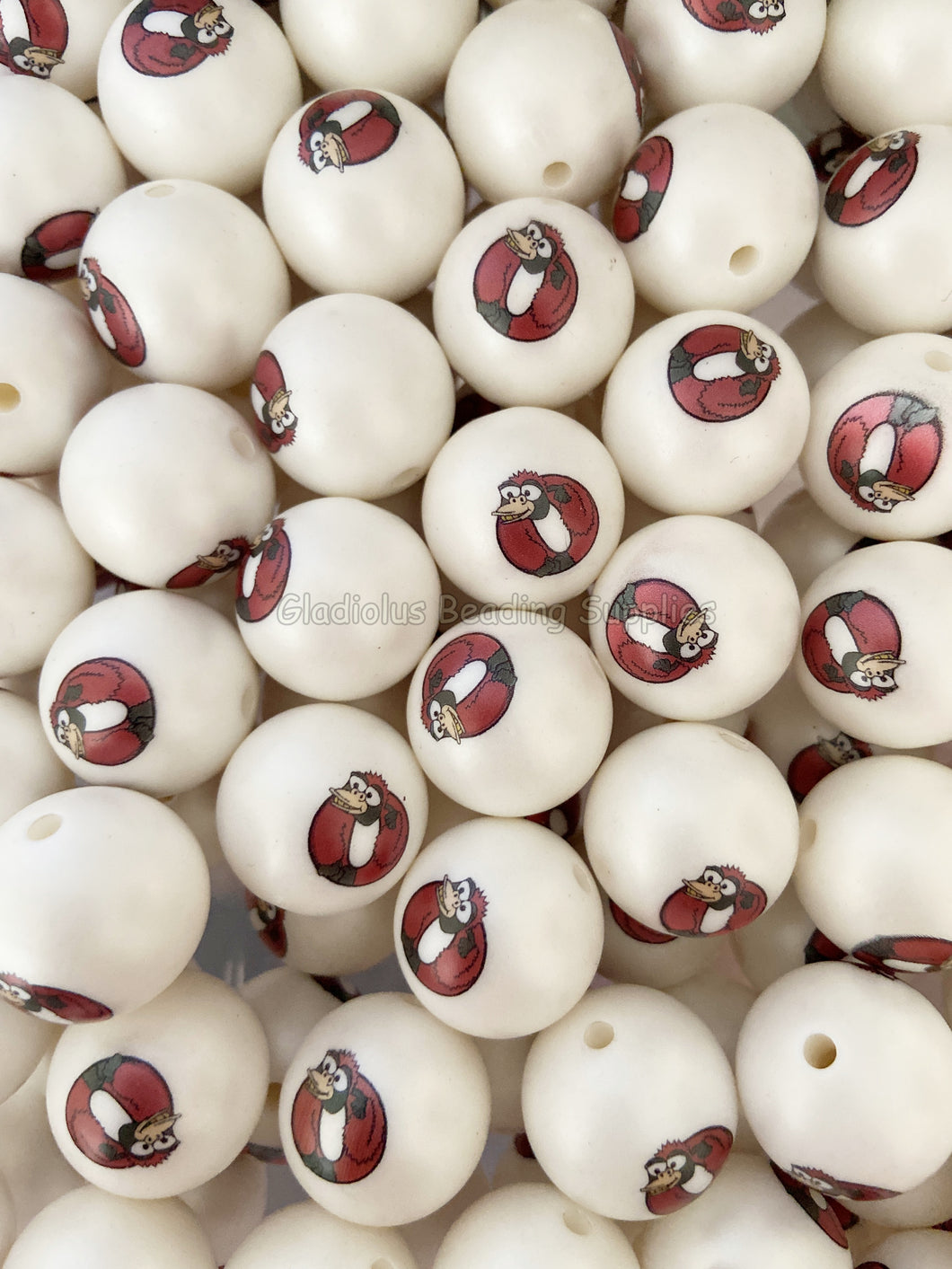 20mm O's Letter Matte Print - White Acrylic Matter Beads - Bubblegum Beads - Chunky Beads