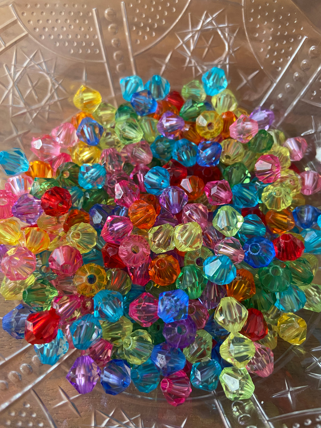 100 pcs 8mm Acrylic Transparent Becone - Multicolor Beads - For Jewelry Making