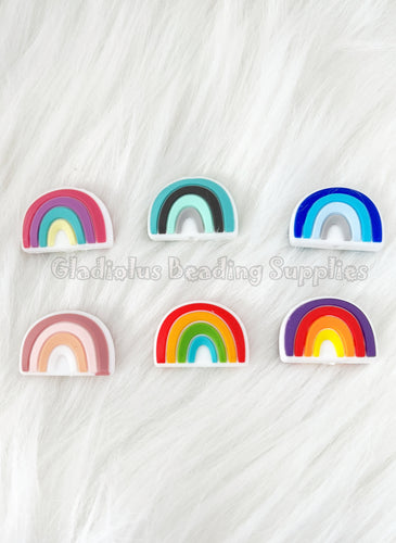 Wholesale 18Pcs 6 Colors Rainbow Silicone Focal Beads Bulk Rainbow