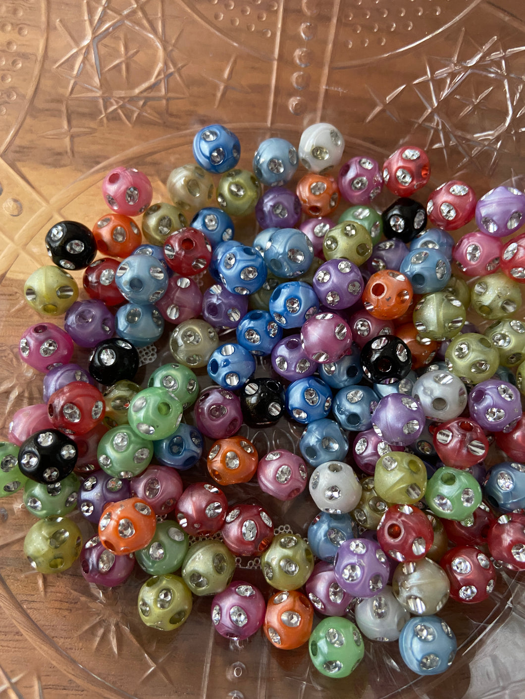 100 pcs 8mm Acrylic Bling Bling Beads - Multicolor Beads - For Jewelry Making