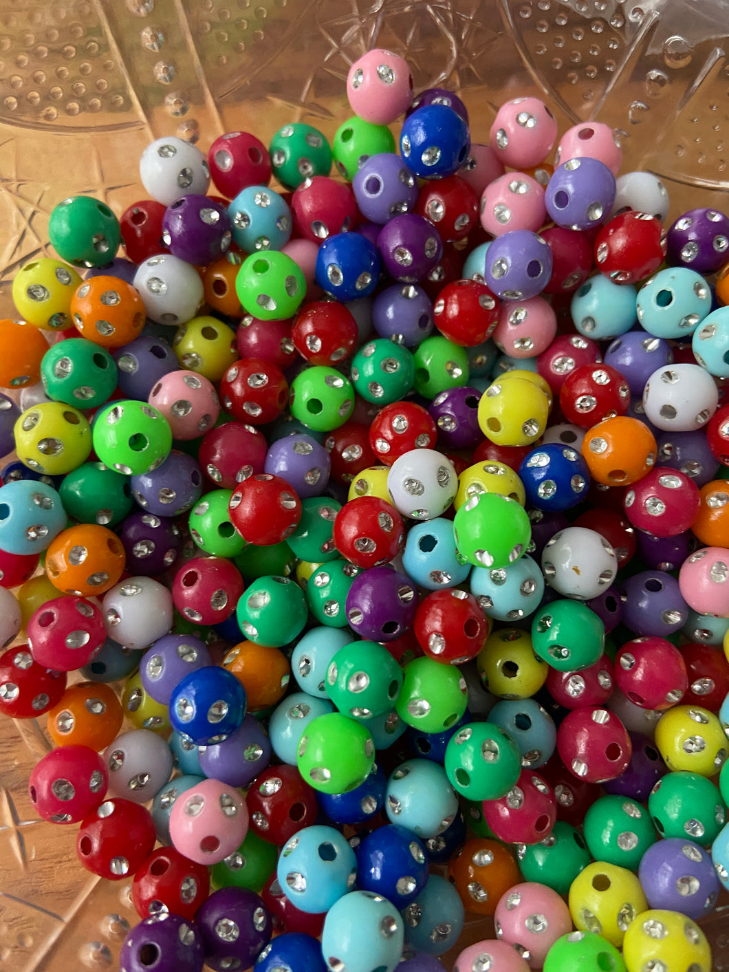 100 pcs 8mm Acrylic Matte Bling Bling Beads - Multicolor Beads - For Jewelry Making