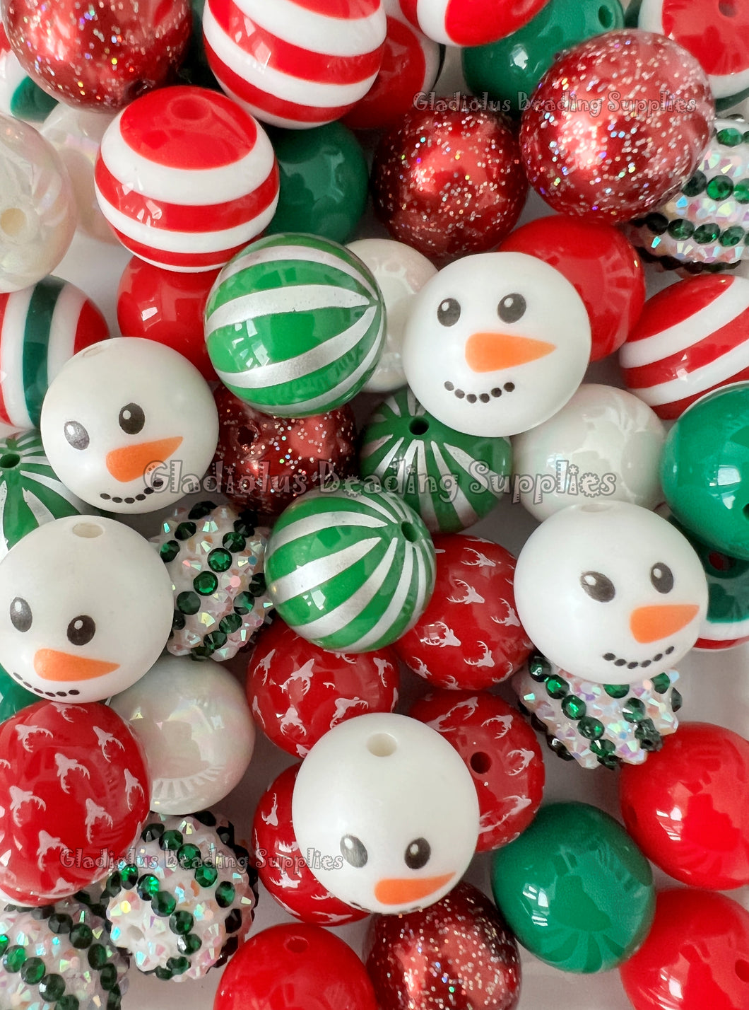 50 Qty 20mm Christmas Mixed Beads #14 - Acrylic Mixed Beads - Chunky Beads #165