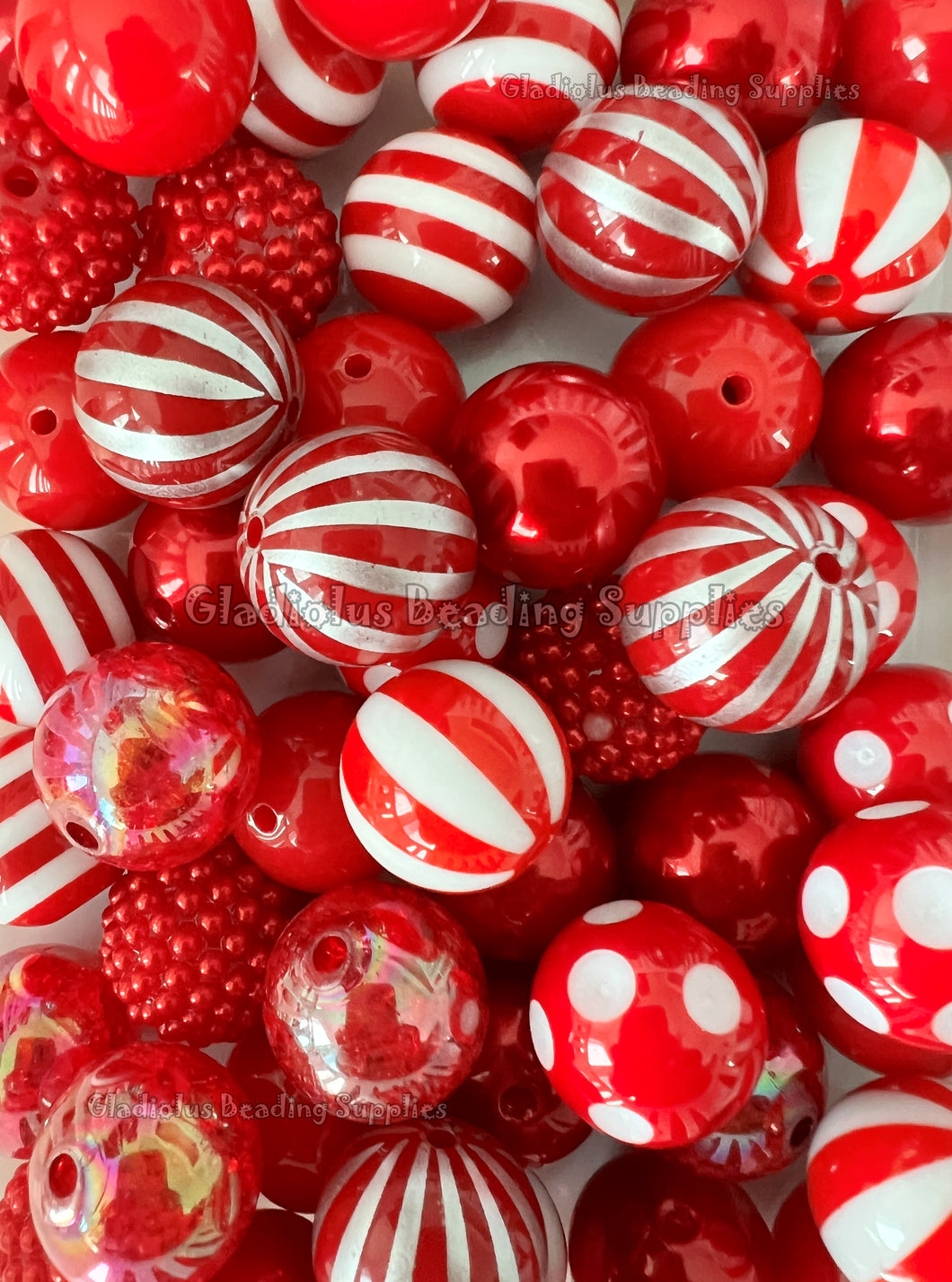 20mm Single Red Color Mixed Theme Acrylic Beads - Acrylic Mixed Beads - Chunky Beads