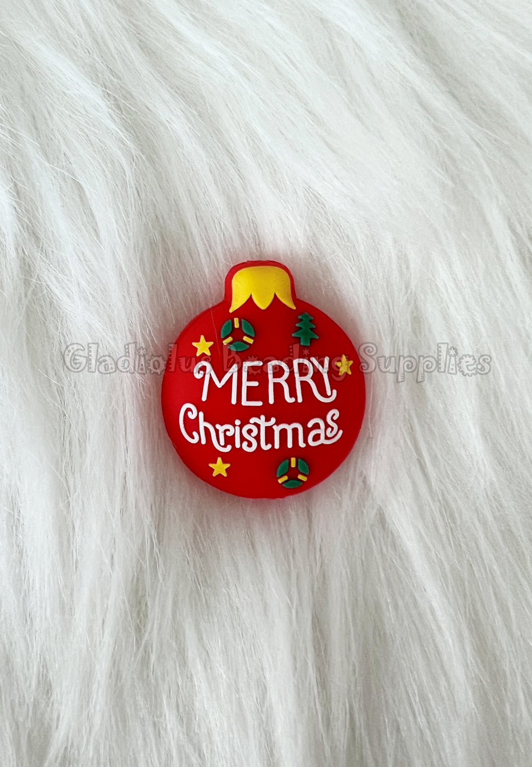 1 Pc 28mm*24mm - Merry Christmas Ball Beads - Silicone Beads - Focal Beads