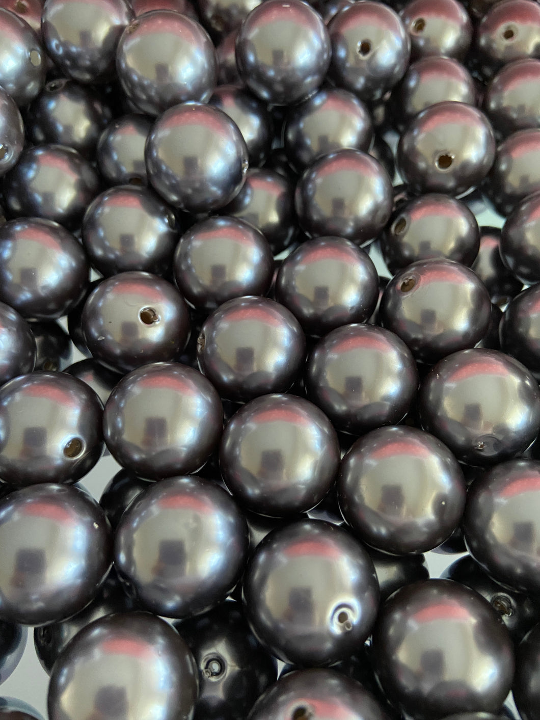 P20 20mm Dark Silver Pearl Look - Acrylic Solid Beads - Bubblegum Beads - Chunky Bead