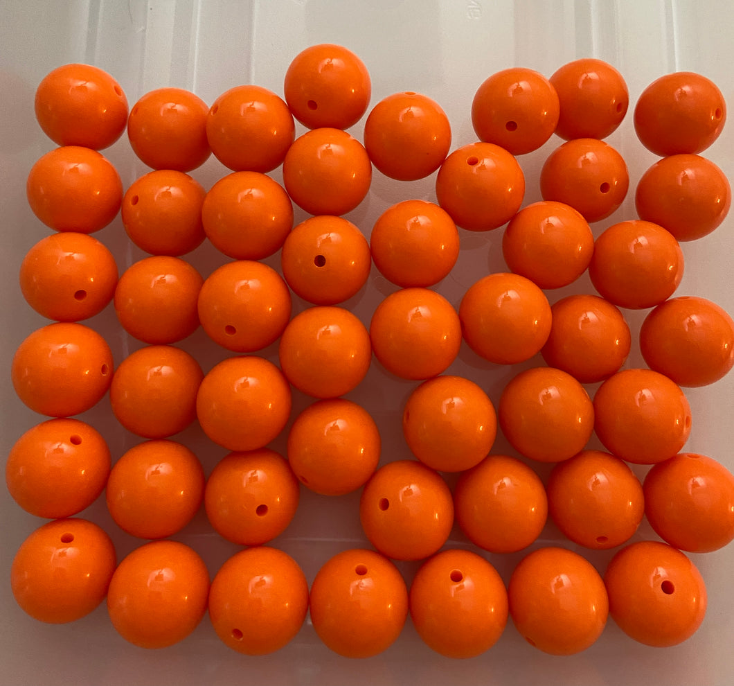 S01 Orange - 20mm Solid Beads - Acrylic Solid Beads - Bubblegum Beads - Chunky Beads