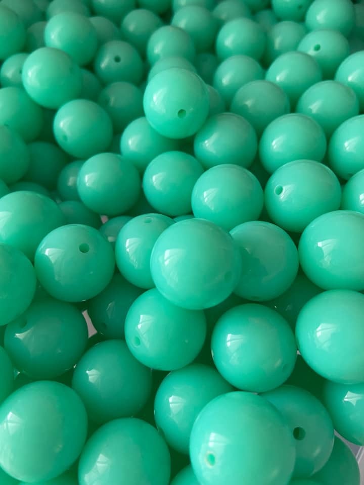 S03 Jelly Green - 20mm Solid Beads - Acrylic Solid Beads - Bubblegum Beads - Chunky Beads