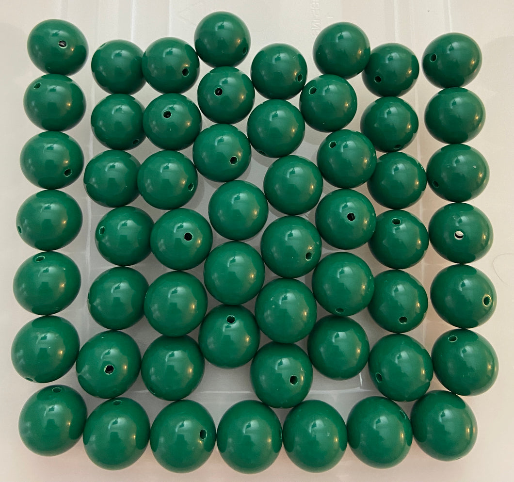 S05 Dark Green - 20mm Solid Beads - Acrylic Solid Beads - Bubblegum Beads - Chunky Beads