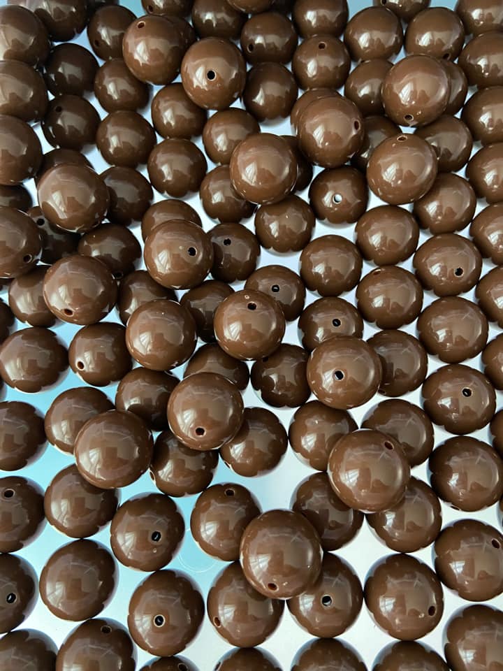 S15 Dark Brown - 20mm Solid Beads - Acrylic Solid Beads - Bubblegum Beads - Chunky Beads