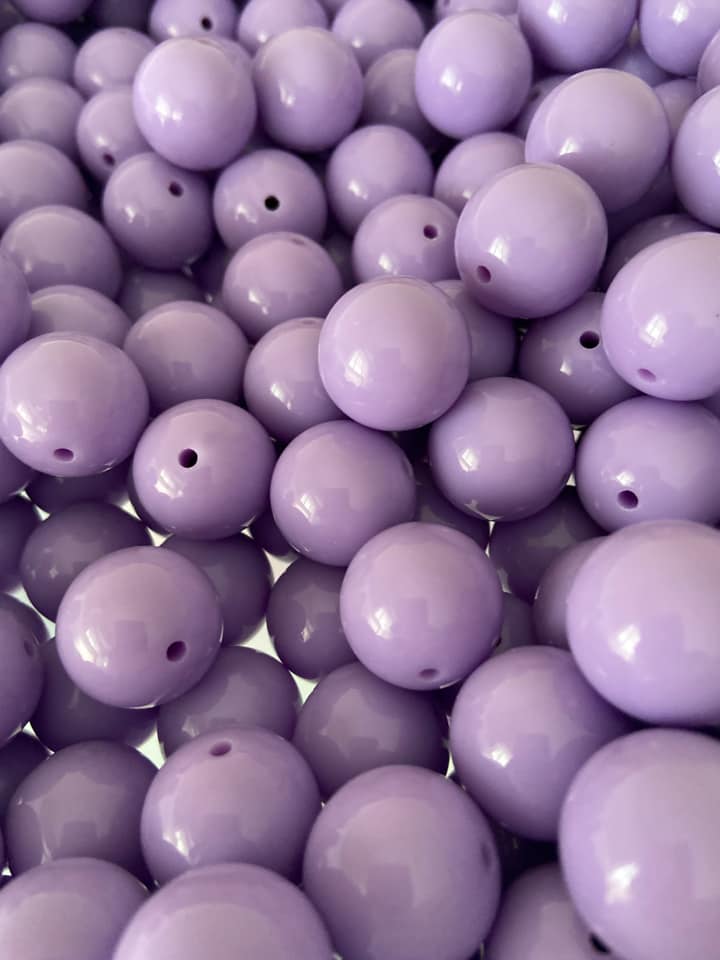 S19 Pale Purple - 20mm Solid Beads - Acrylic Solid Beads - Bubblegum Beads - Chunky Beads