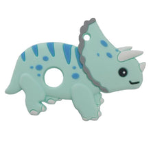 Load image into Gallery viewer, Triceratops Teether - Silicone Teether - Food Grade Teether - Sensory Pendant Teether
