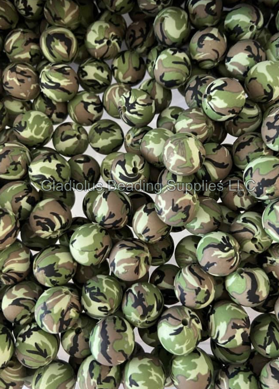 Camouflaged 12mm/15mm Print Silicone Bead - Loose Beads