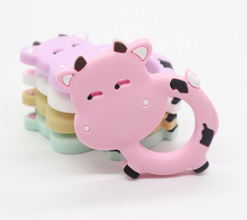 1 Pcs Cow Teether  - Silicone Pendant - Food Grade - Sensory Pendant