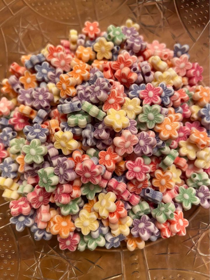 200 pcs 6*5mm Flower Acrylic Beads - Multicolor - For Jewelry Making