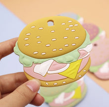 Load image into Gallery viewer, Hamburger Teether - Silicone Teether - Food Grade Teether - Sensory Pendant Teether
