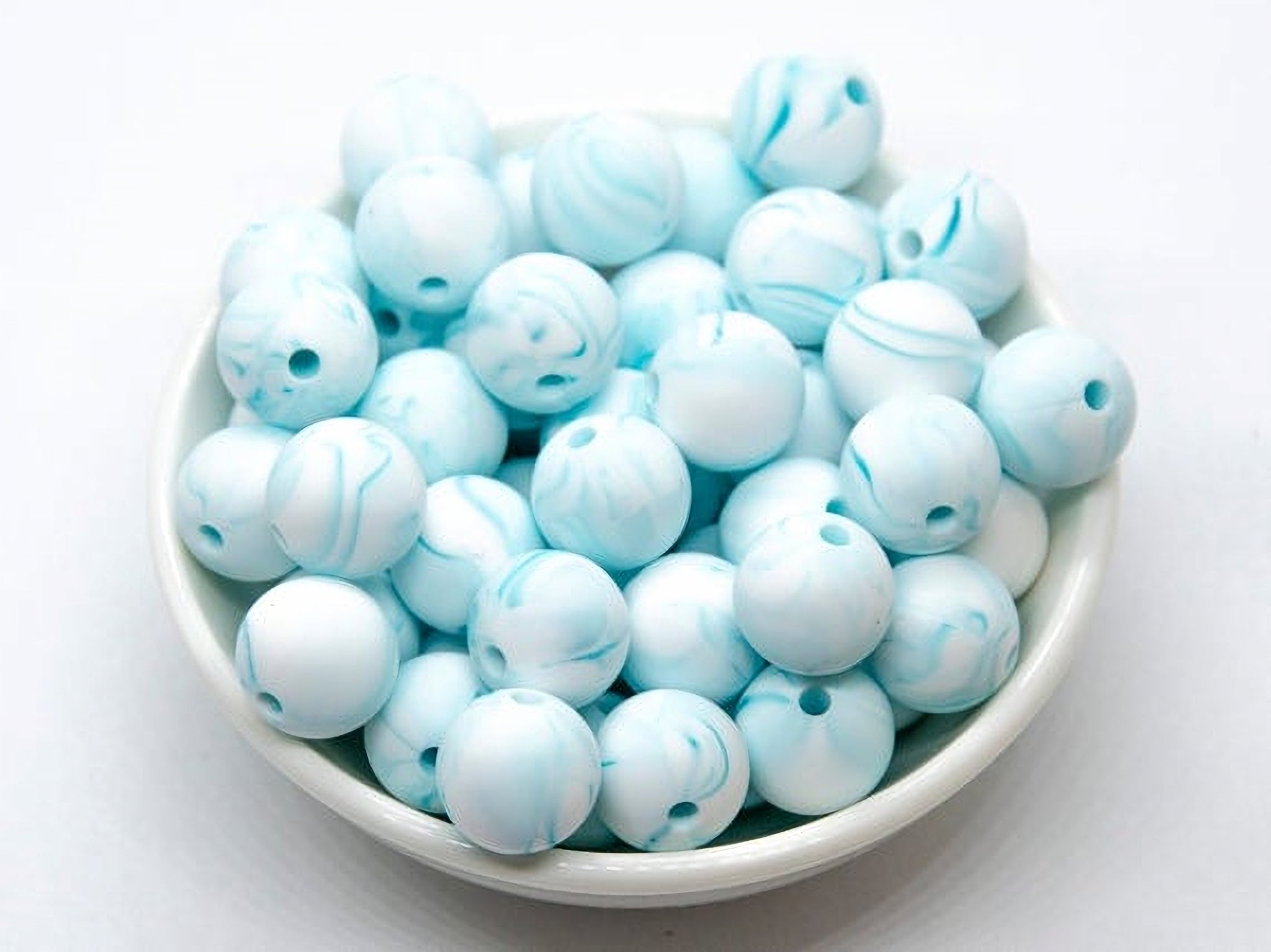 15mm Teal Marble Swirl Silicone Beads, Blue Round Silicone Beads, Bead –  The Silicone Bead Store LLC