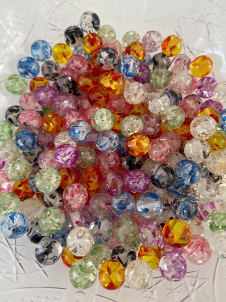 100 pcs 8mm Acrylic Transparent Print Beads - Multicolor Beads - For Jewelry Making