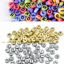 Load image into Gallery viewer, 200 pcs 4*7mm Acrylic Round Letter Beads - Multicolor Background - For Jewelry Making
