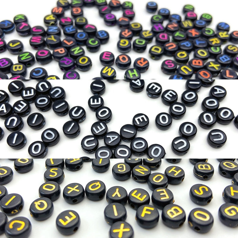 200 pcs 4*7mm Acrylic Round Letter Beads - Black Background - For Jewe –  Gladiolus Beading Supplies LLC