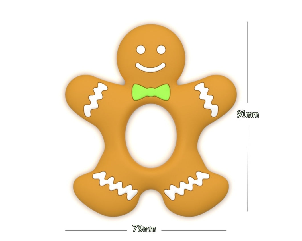 1 Pc Gingerbread Man Christmas - Silicone Pendant - Food Grade - Sensory Pendant