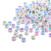 Load image into Gallery viewer, 200 pcs 4*7mm Acrylic Round Letter Beads - White Background - For Jewelry Making
